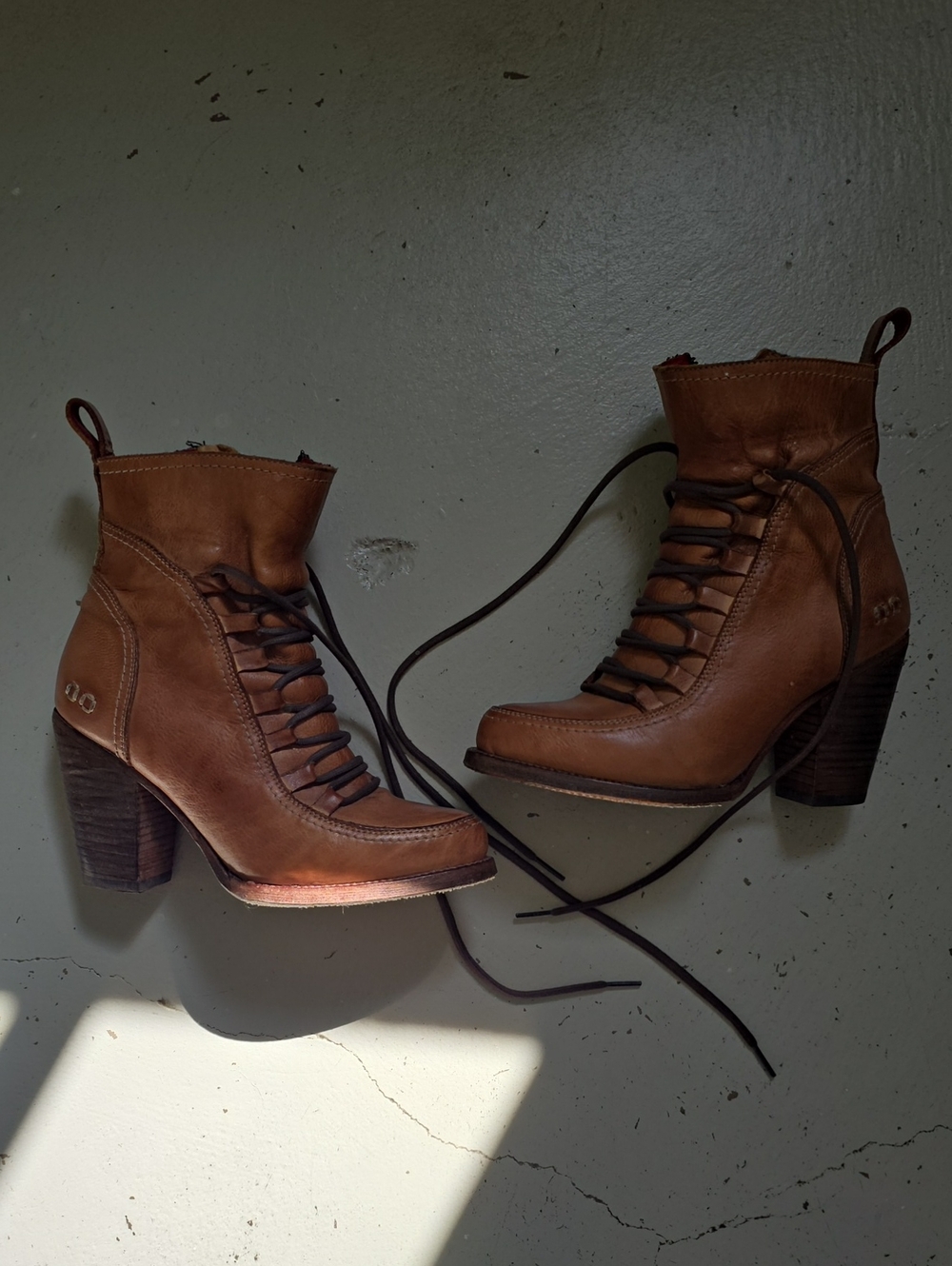 Bed Stu Brown Izetta Lace Up Leather High Heeled Boots Size 6.5